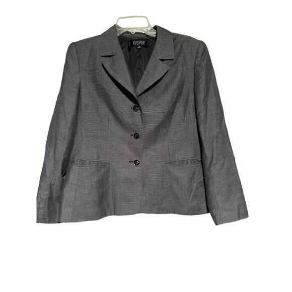 Kasper Women's Blazer Career Business Formal Double Front Pocket Gray Size 14P - Picture 1 of 6